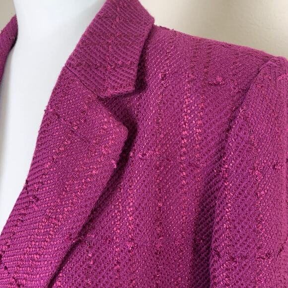 Ann Taylor Size 12 Tweed Double Breasted Blazer Jacket Coat Raspberry Plum Warm - Picture 4 of 11